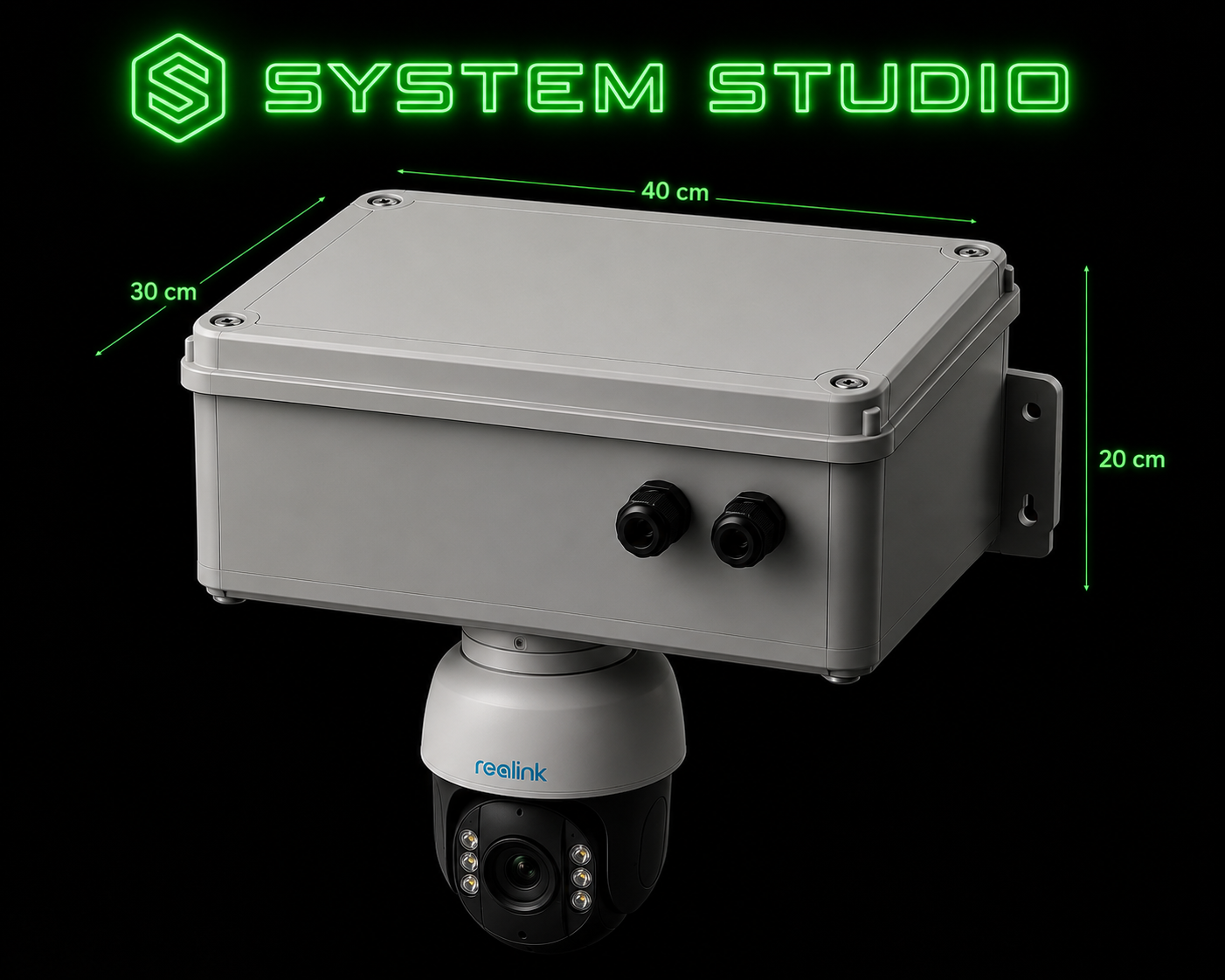 Portable AI PTZ Security Camera Node with Reolink PTZ camera and IP65 enclosure