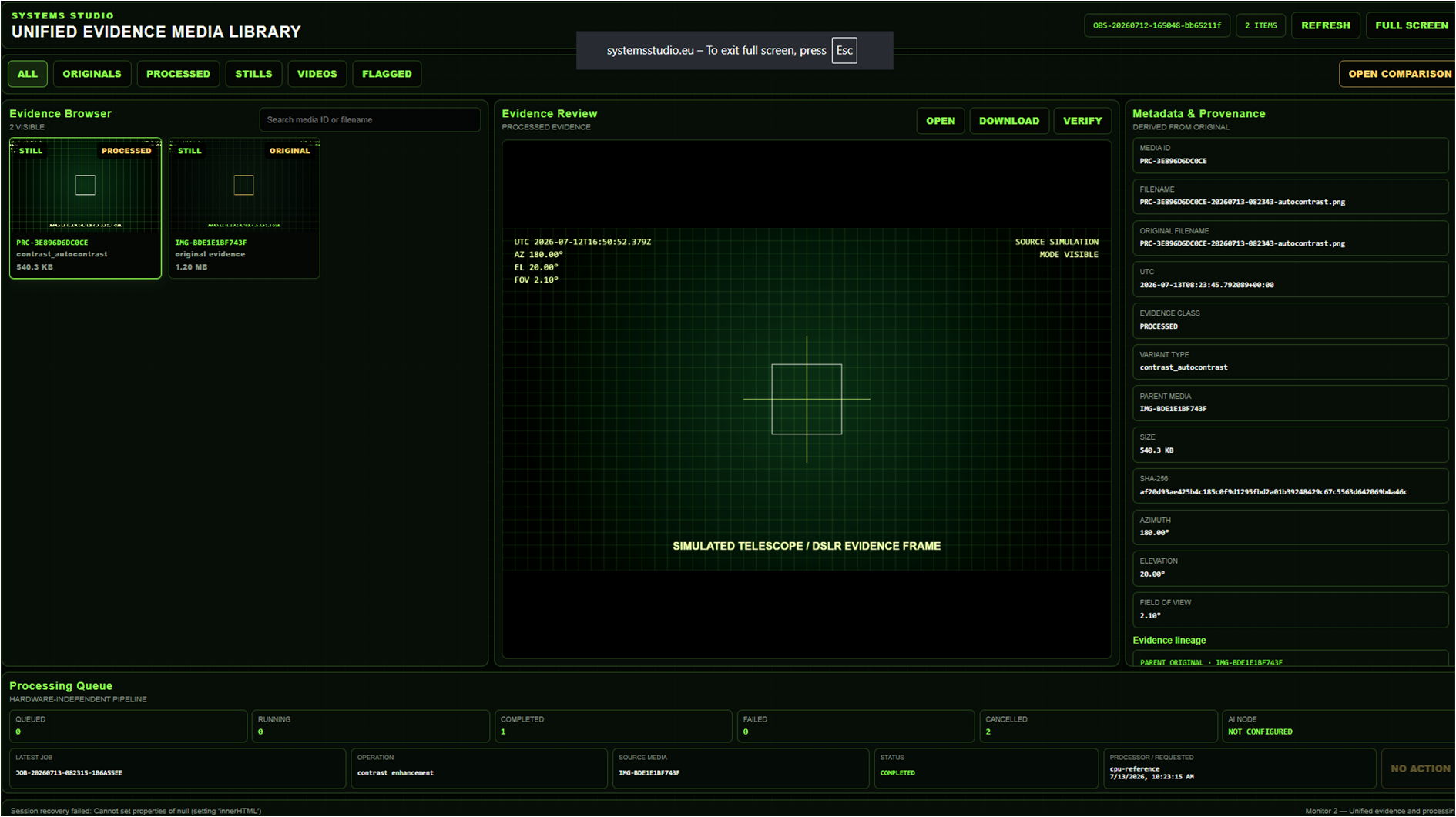 Unified Evidence Media Library